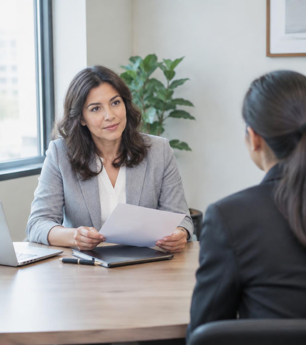 Recruiter reviewing a CV with a candidate